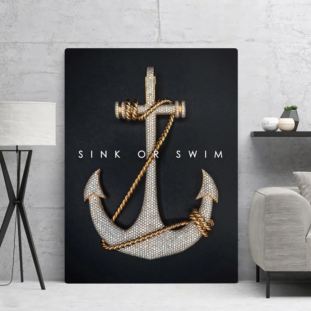 

Home Decoration Canvas Prints Pictures Wall Art Sink Or Swim Letter Painting Modular Modern Nordic Style Poster For Living Room