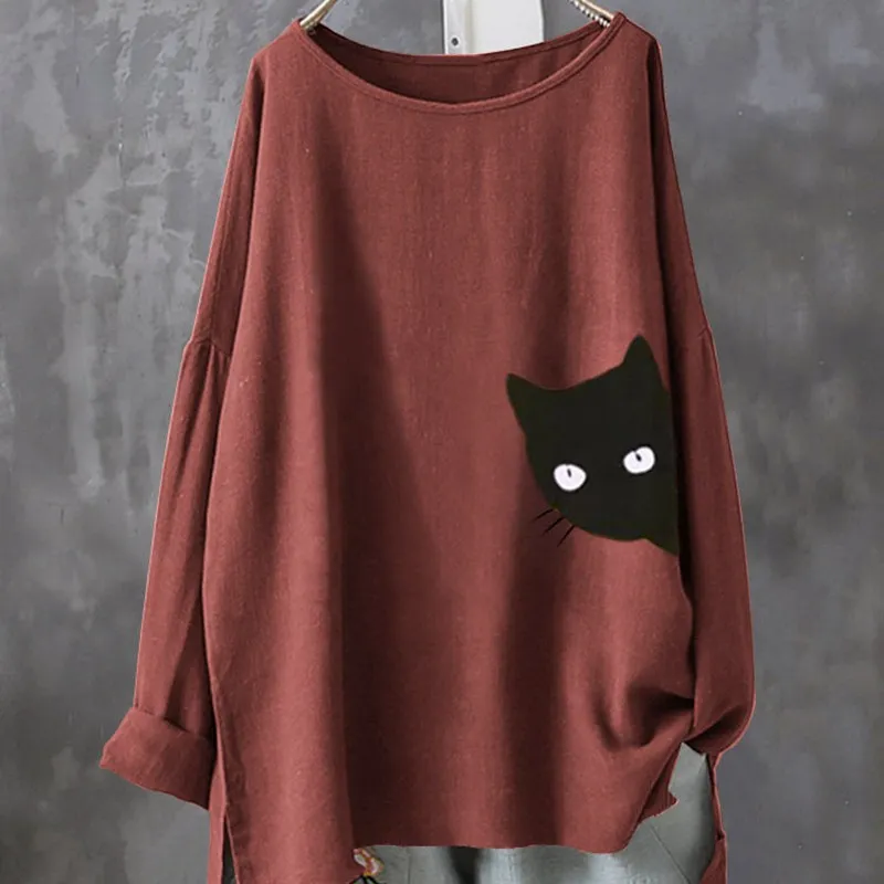 Mferlier большие размеры футболка осень новинка для женщин с рисунком длинным