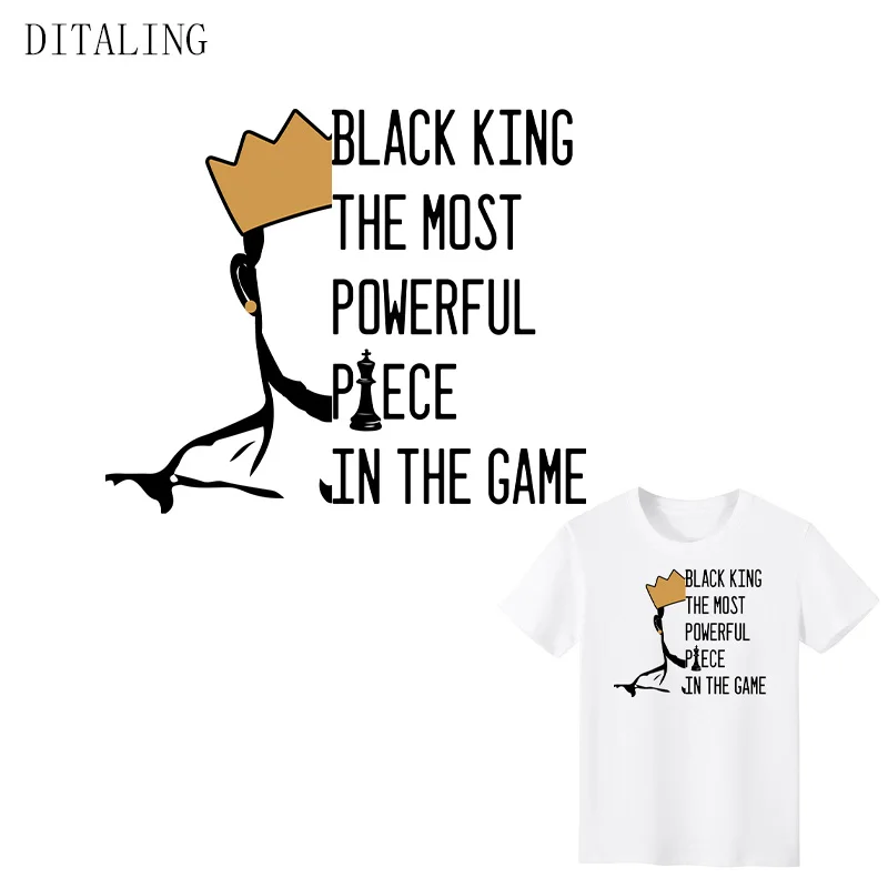 Нашивка Black King на одежду термонаклейки сделай сам для мужчин футболок курток афро