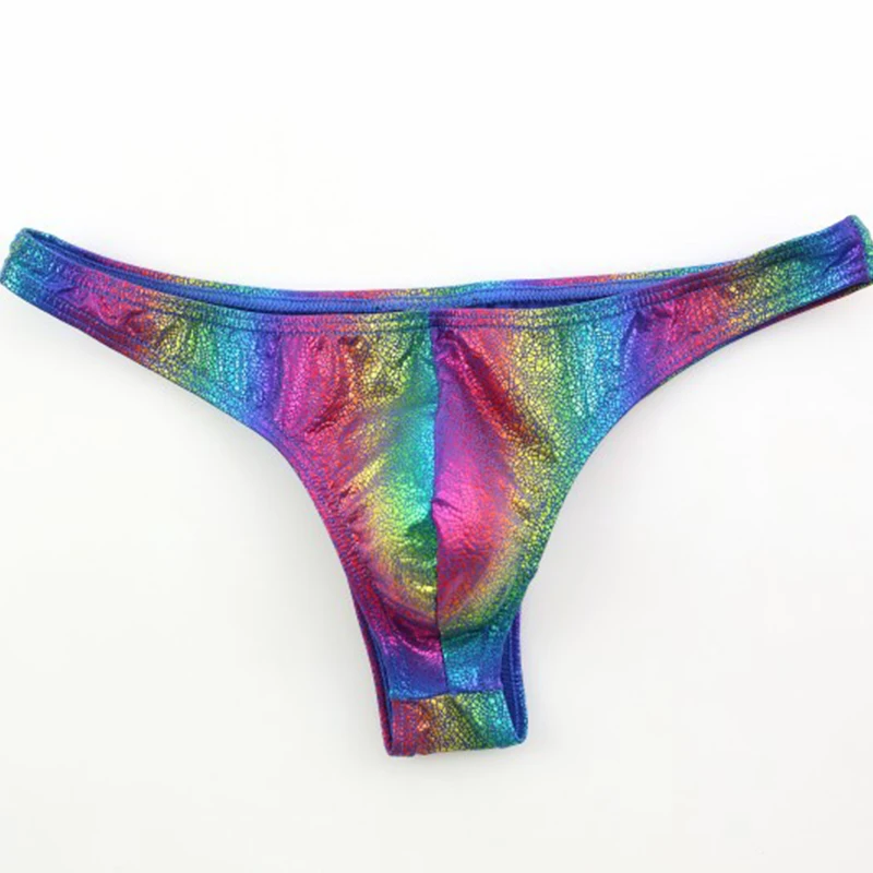 Sexy Men's Underwear Soft Breathable Rainbow Briefs Panties Pouch Bikini Underpants Stage Performance Clubwear |