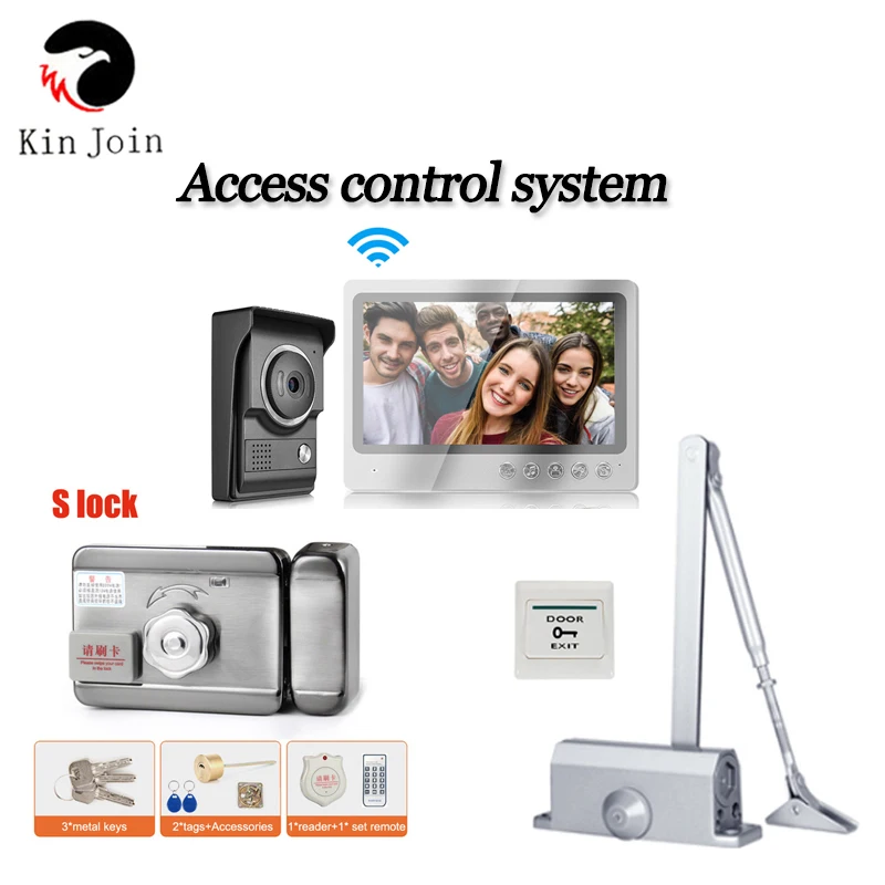 Видеодомофон с замком 7 дюймовый беспроводной дверной звонок электронным