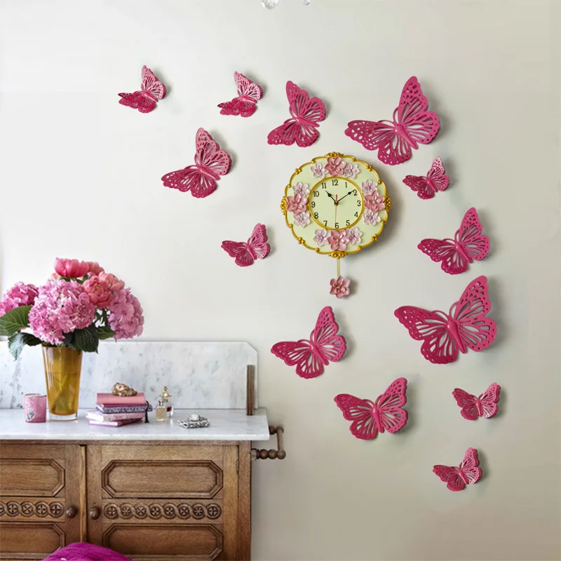 Металлические 3d наклейки на стену в виде бабочек для гостиной детской комнаты