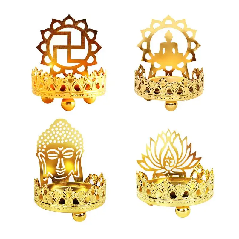 Подсвечник буддийский из сплава полый вырезанный светильник для масла подставка