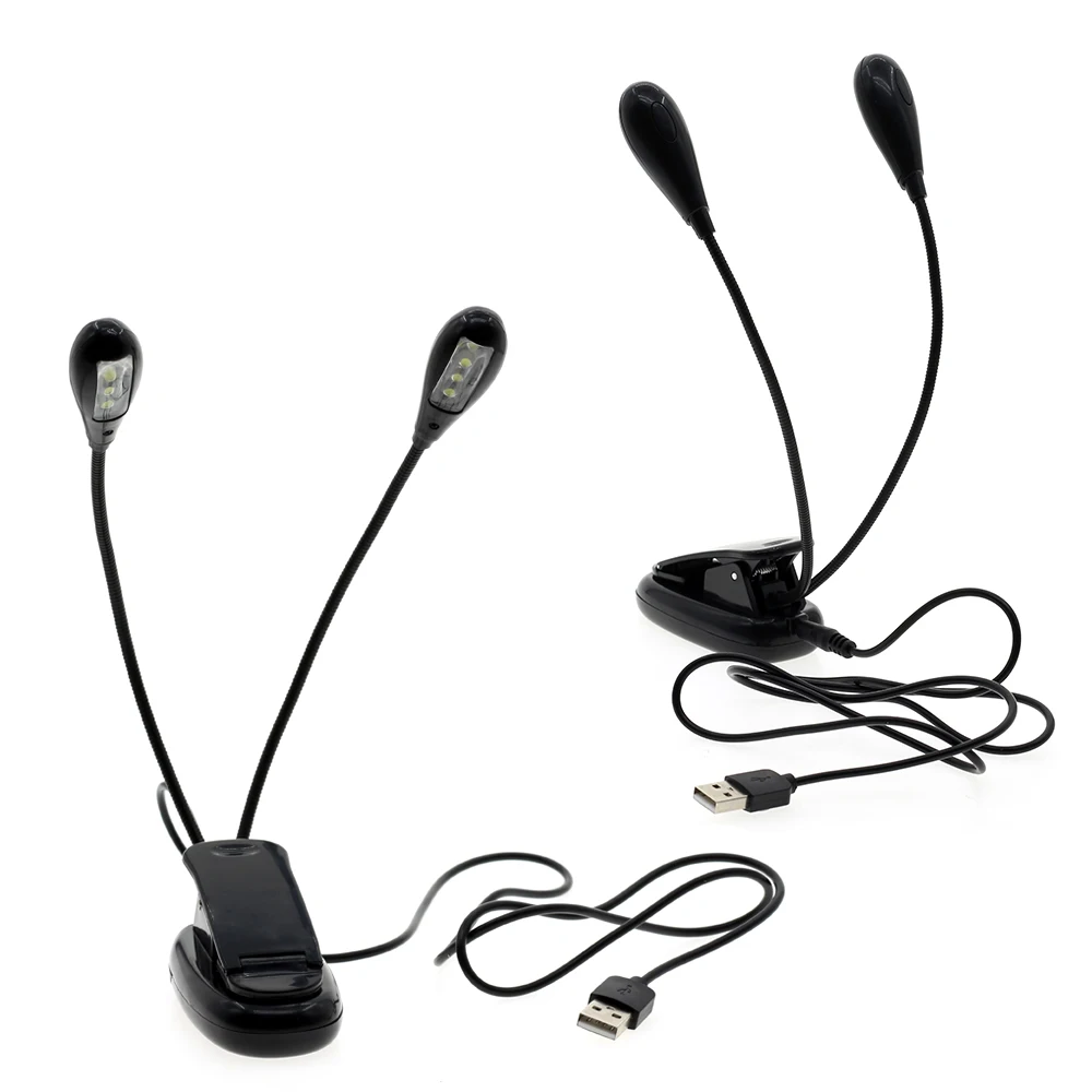 Двойной головкой USB светодиодный светильник книги гибкий затемняя настольная