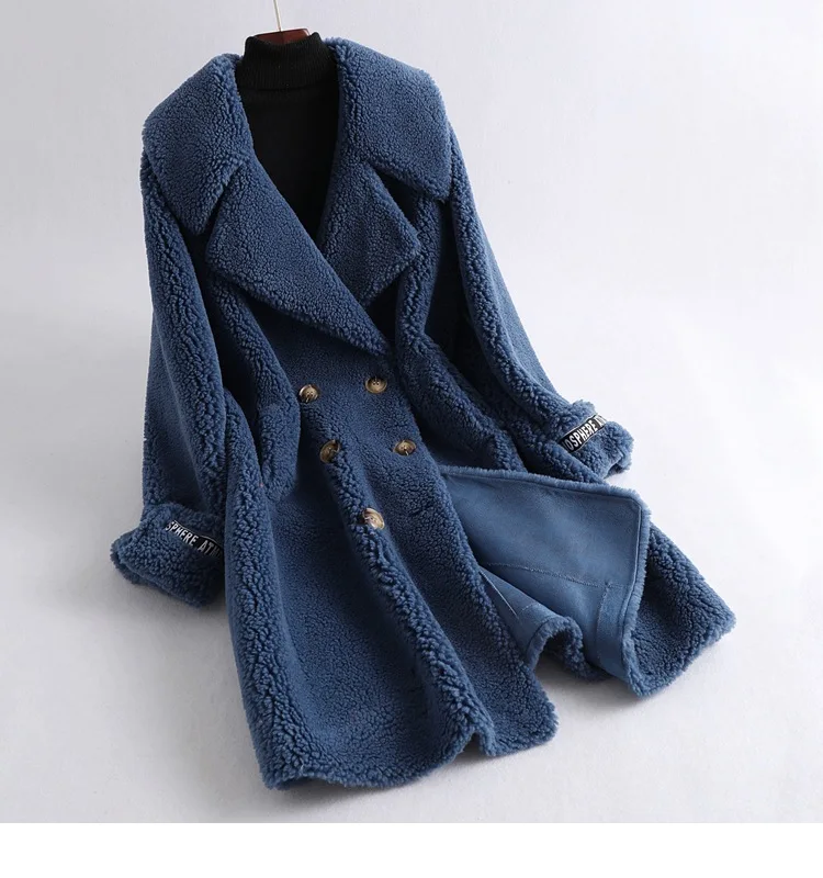 3 Abrigos mujer invierno шерстяное зимнее пальто, Женское пальто из овечьей шерсти с меховым воротником, верхняя одежда, настоящая цена, одежда - Цвет: 3