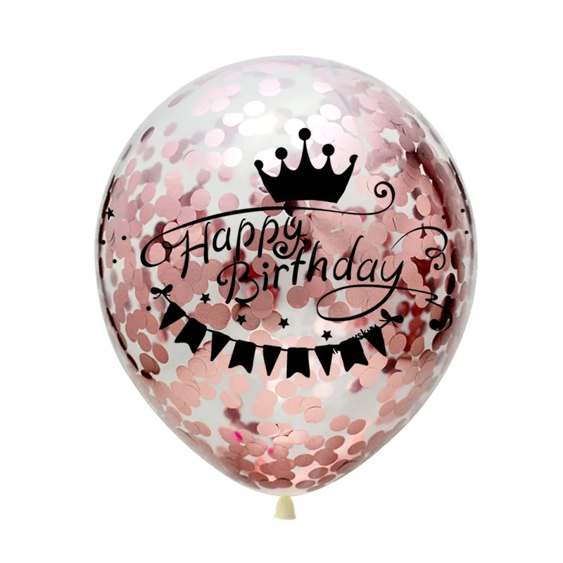 5 шт. 12 дюймов Корона из розового золота ясно конфетти латексные шары 18 21 30 лет