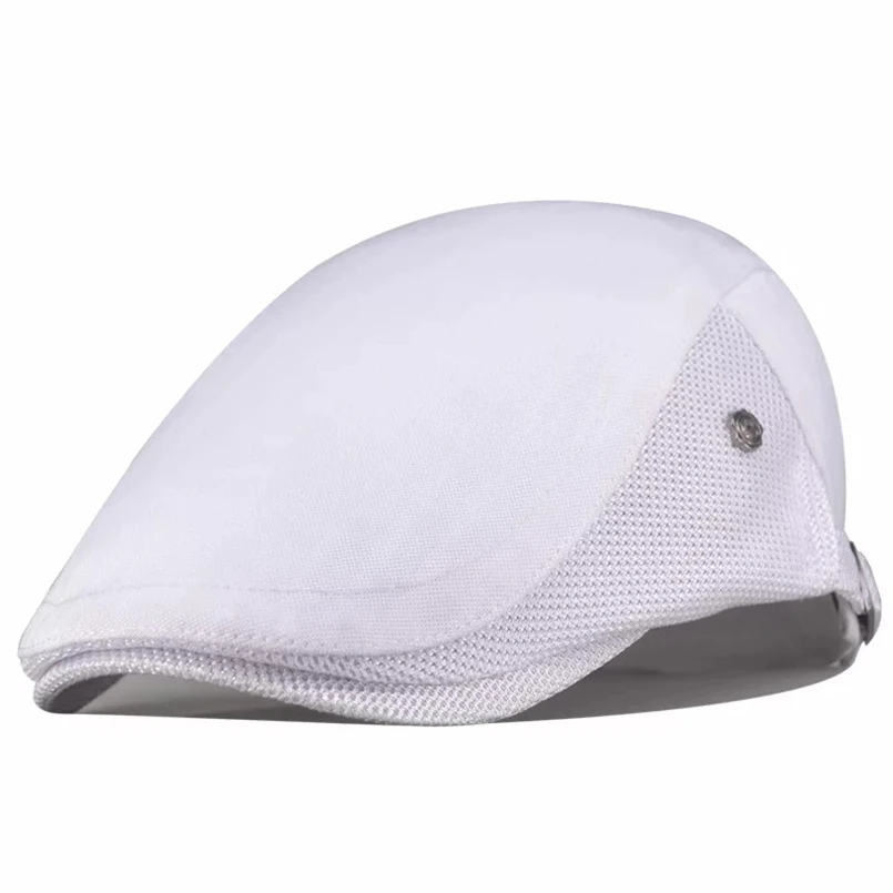 White TOHUIYAN, новинка, хлопковая кепка Гэтсби, Мужская кепка плюща, водительская Кепка для гольфа, летняя дышащая сетчатая Кепка на плоской подошве, кепка s, женская кепка газетчика s - Цвет: White