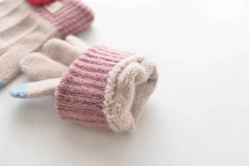 Детские Зимние перчатки для девочек от 3 до 6 лет детские теплые мягкие вязаные с