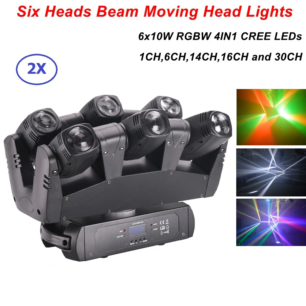 6x10 Вт RGBW светодиодный луч движущийся головной свет 110 4 в 1 CREE LED S движущаяся
