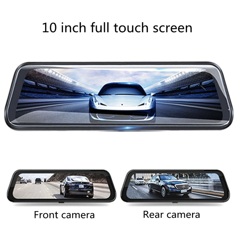 

1080P Driving Recorder 10 Inch Rearview Mirror HD Night Vision Dual Lens Reversing Image