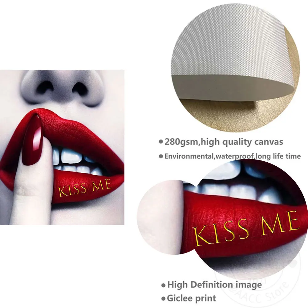 Модные сексуальные красные губы леди декоративные девушки поцелуй меня печатные