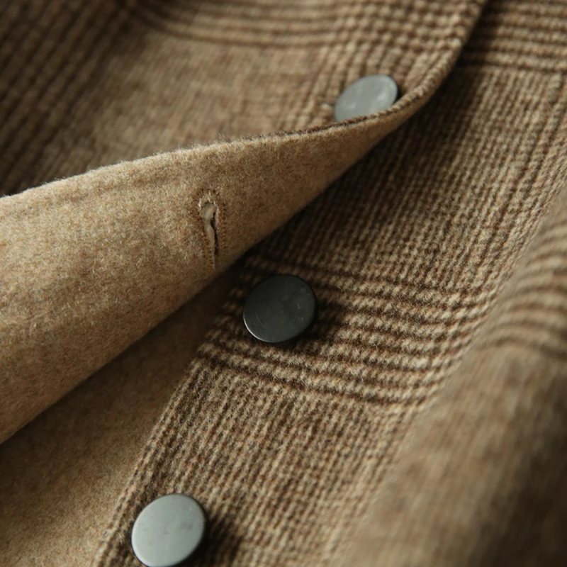 Высококачественная Женская шерстяная клетчатая юбка двухсторонняя Осенняя