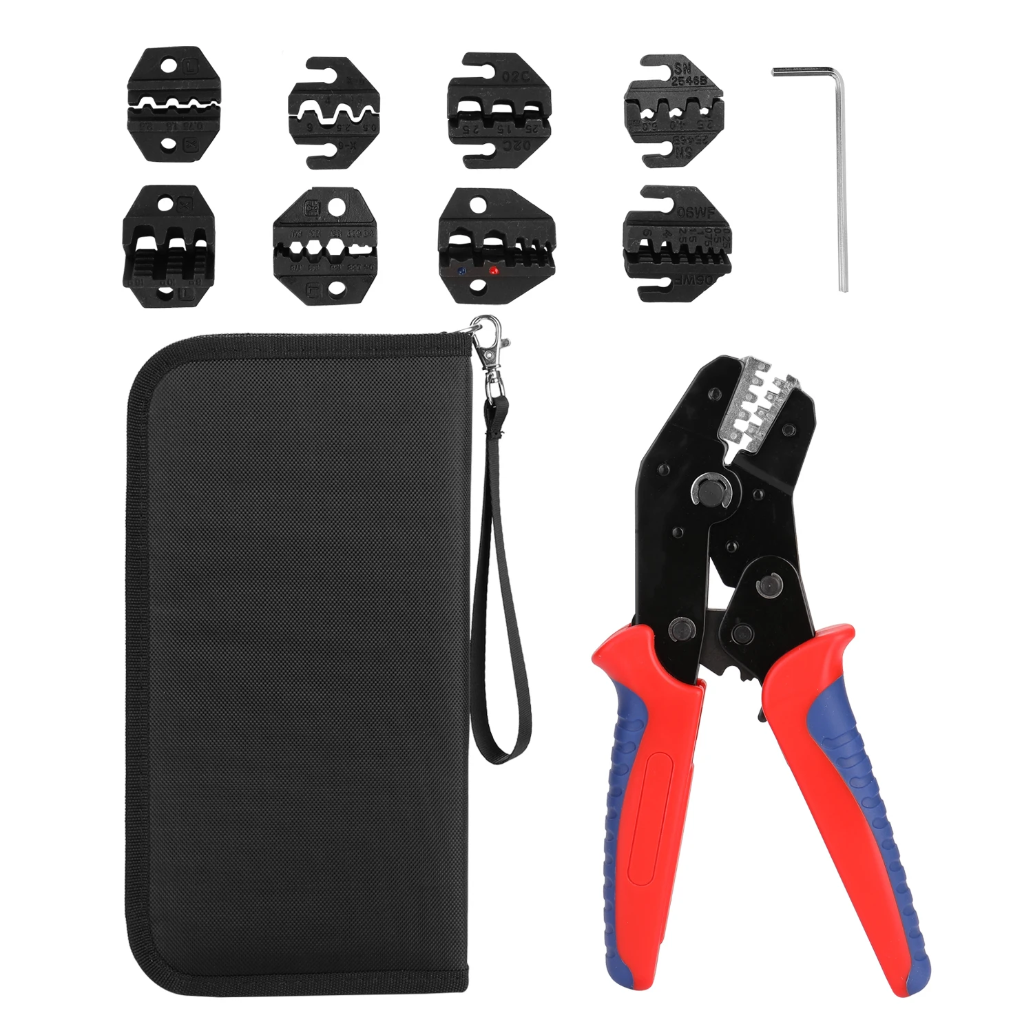 

SN-48BS Ferrule Crimping Tool Kit Insulation Terminals Crimper Plier with 8 Replacement Jaws