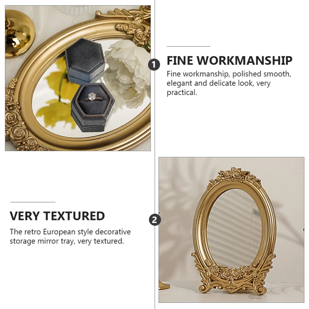 

1Pc Retro Mirror Decorative Vintage Mirror Photography Prop Adornment (Golden)