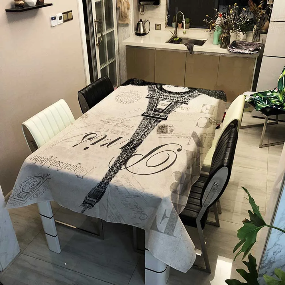 Прямоугольная скатерть для обеденного стола с изображением Парижской башни