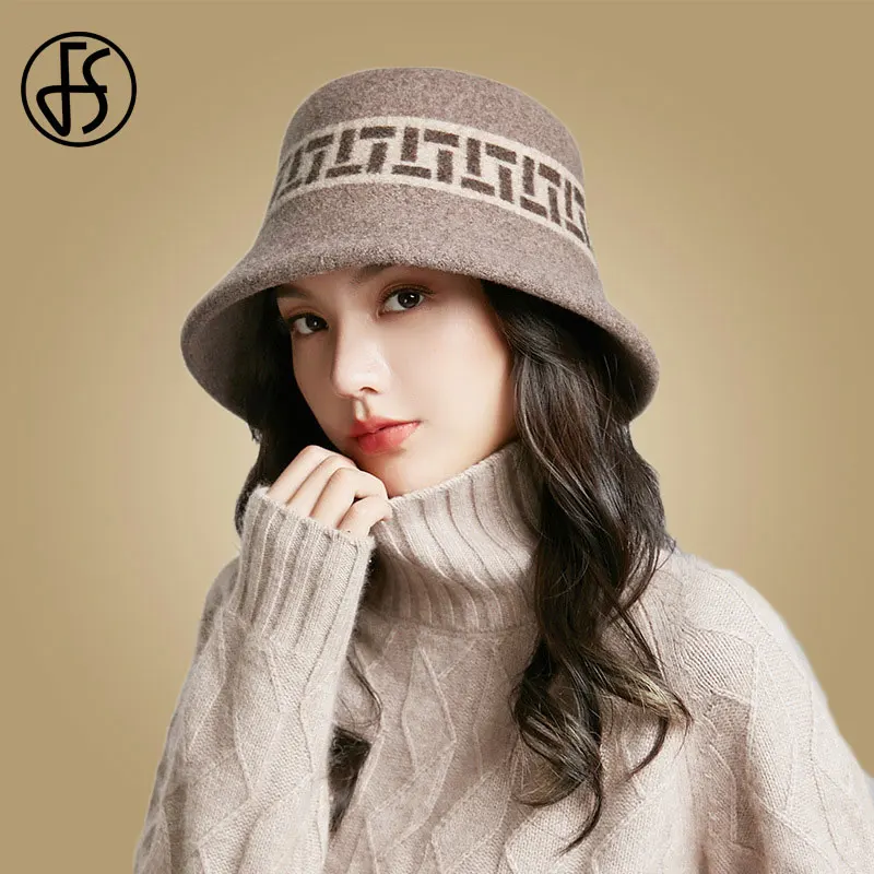 

Женская фетровая шляпа FS, винтажная шляпа-колокол, с широкими полями, в британском стиле, для церкви, на зиму, шерстяная Осенняя шапка