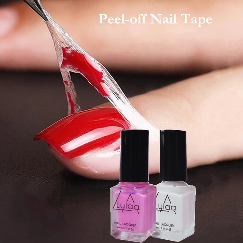 LULAA белый латексный защищенный клей отклеивается жидкая лента от лака для ногтей