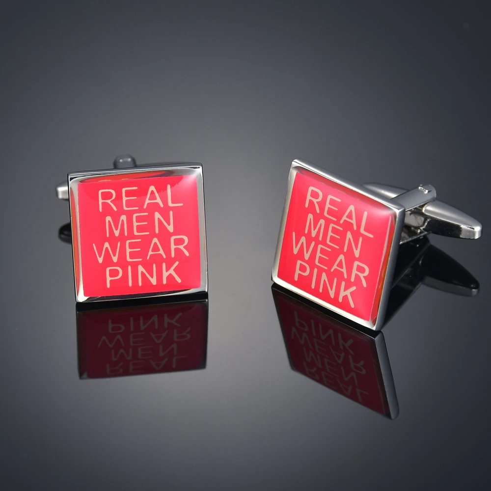 

Metal Letter Cufflinks For Mens Jewelry High Quality Real Men Wear Pink Fashion Cuff links Business Banquet Wedding Party Gifts