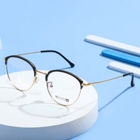 beta titanium glasses frame browline frame full rim eye glasses unisex round spectacles with spring hinges new arrival