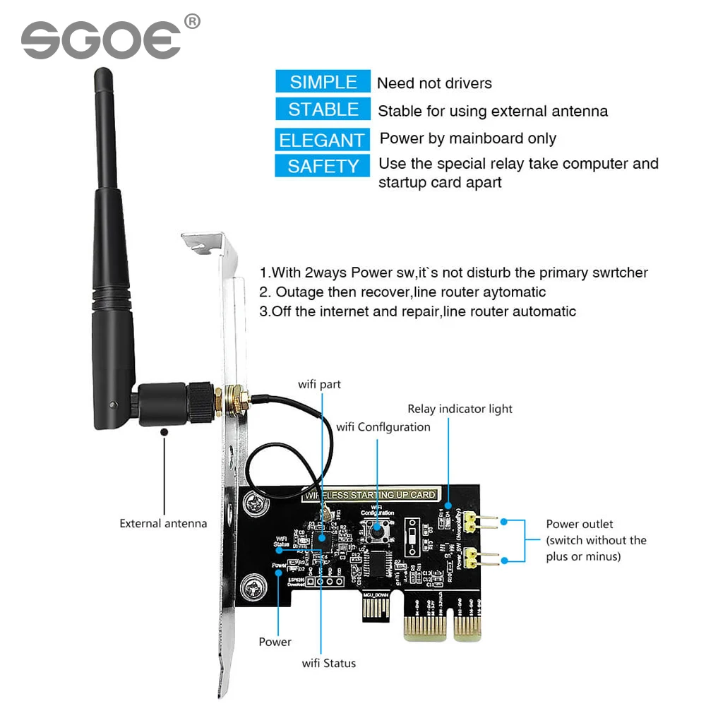 EWeLink мини PCI-e Настольный ПК Пульт дистанционного управления карта WiFi беспроводной умный переключатель релейный модуль перезапуск Переключатель включение/выключение