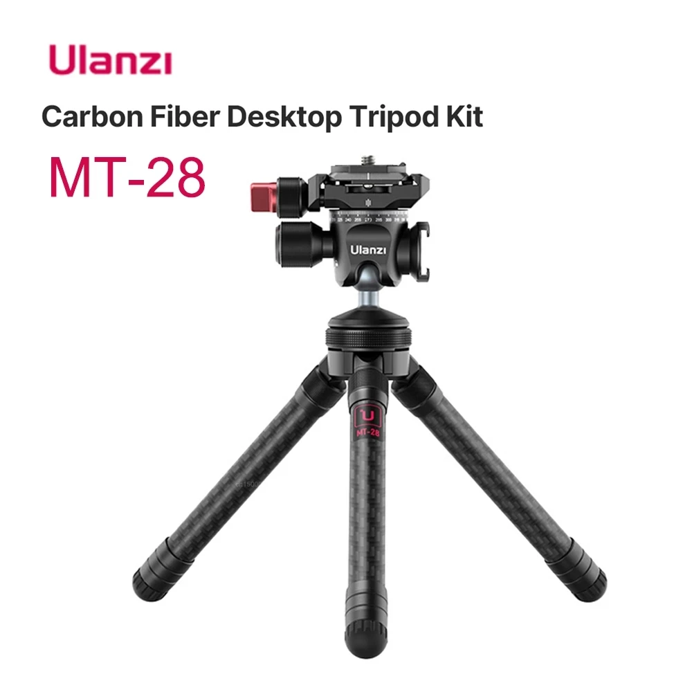 

Ulanzi MT-28 Carber Fiber Extendable Tripod Panoramic Metal Ballhead Tripod Head with Cold Shoe 1/4 Screw Portable Vlog Tripod