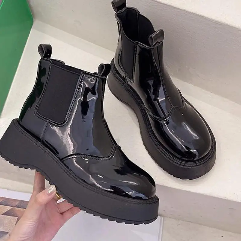 

2022 Platform Ankle Boots Chunky Heel Luxury Brand Designer Chelsea Women Combat Ytmtloy Round Toe Winter Botines De Mujer