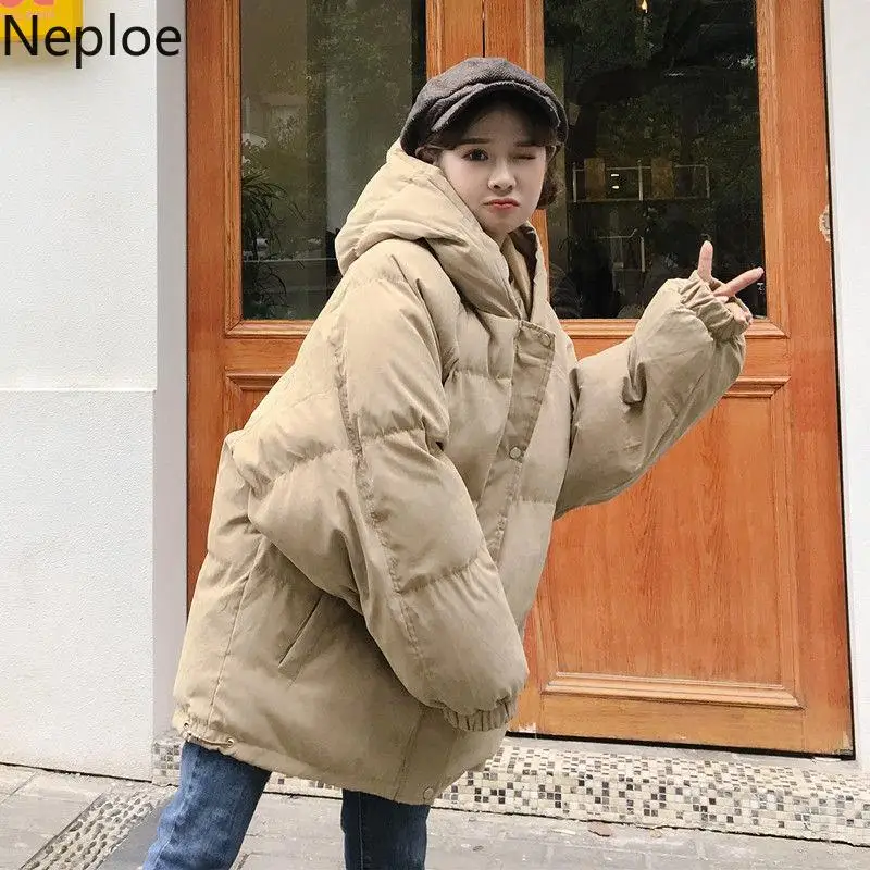 Neploe/зимнее хлопковое пальто для женщин, новое корейское Свободное пальто Bf стиль средней длины, однотонная Повседневная тонкая парка Abrigos 46664