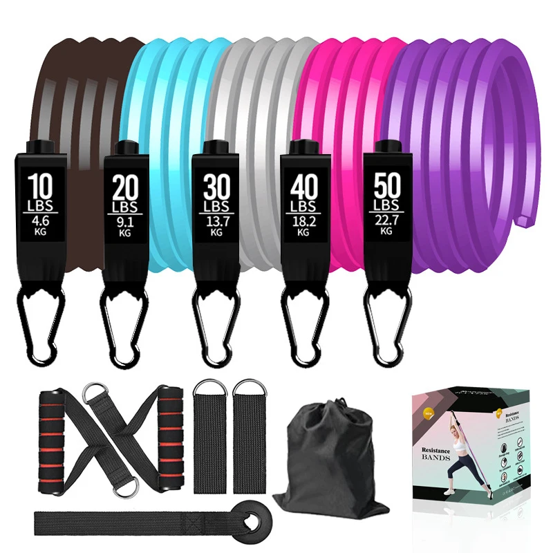 

11 Pcs/Set Women Resistance Bands Bodybuilding TPE Belt Fitness Training Yoga Pull Rope Gym Equipment Elastic Bands