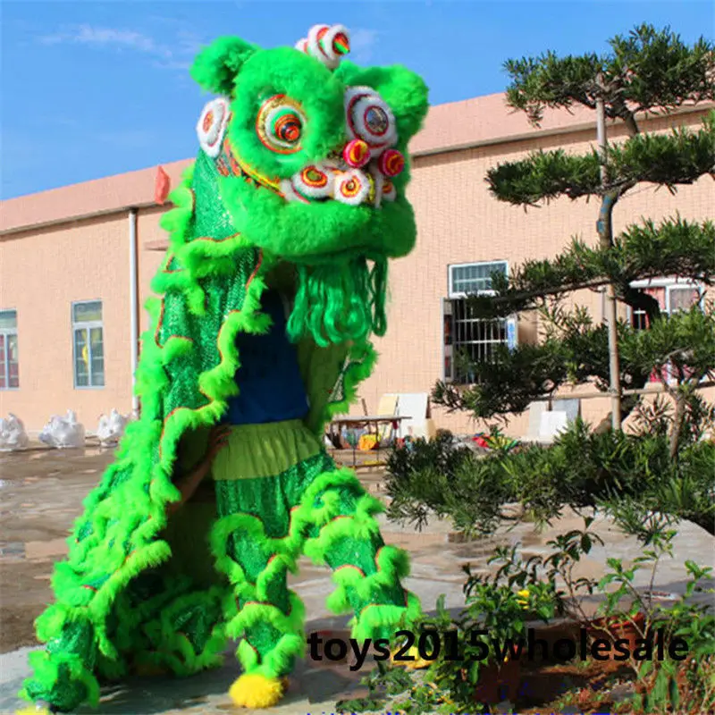 

Cosplay Lion mascot Dance Costume wool Southern Lion Chinese Folk art For two adults Clothing Advertising Halloween Christmas
