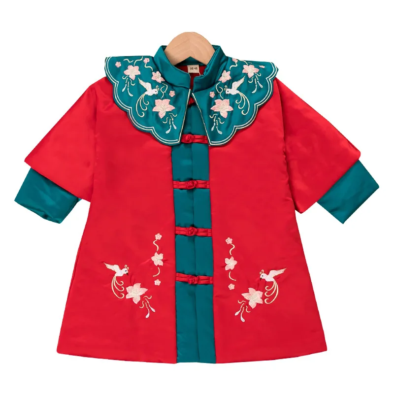 Зимнее платье в китайском этническом стиле для девочек костюм Тан одежда Чонсам