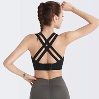 yoga bra woman high impact sports bra cross back gym workout running push up crop top quick dry stretchy fitness top