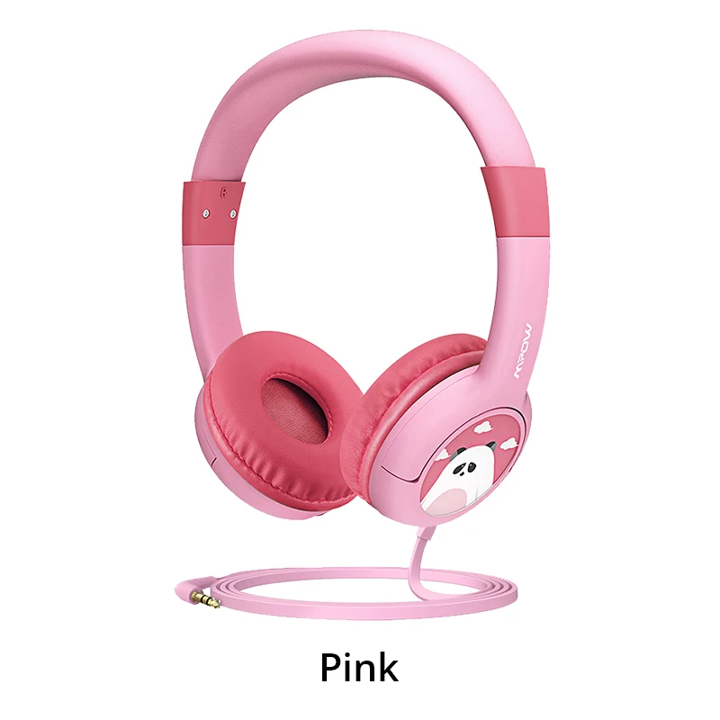 Pink Headphone Mpow BH178 детские наушники для защиты слуха, проводные наушники с милой пандой, ограниченная громкость, гарнитура с общим портом и микрофоном для iPhone, iPod - Цвет: Pink Headphone