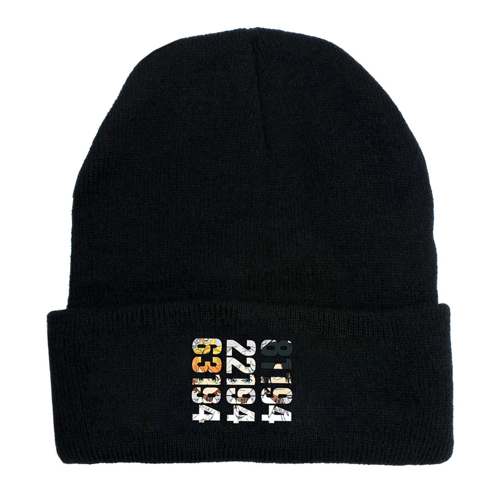 

Cotton Knitted Hat The Promised Neverland Japanese Character Print Casual Streetwear Solid Cute Warm Caps 2021 New Arrival Beret