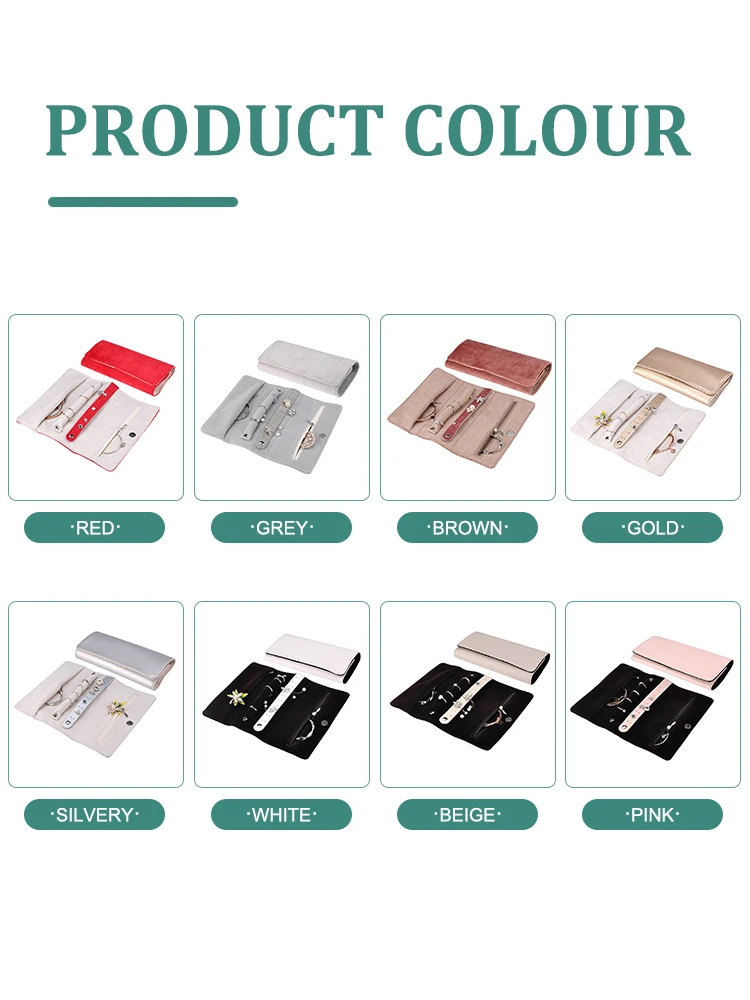 Jewelry Roll Velvet Travel Leather Jewellery Ring Case Organizer Up Pouch