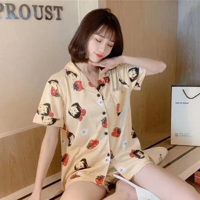 

Pajamas Women's Summer New Short-Sleeved Shorts Korean Style Internet Hot Suit Popular Princess Style Lace Home Wear