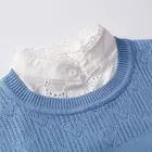 Ажурная вышивка, лепестковая винтажная хлопковая блузка с цветочным кружевом, воротник-стойка, для принцессы, аксессуары для свитера
