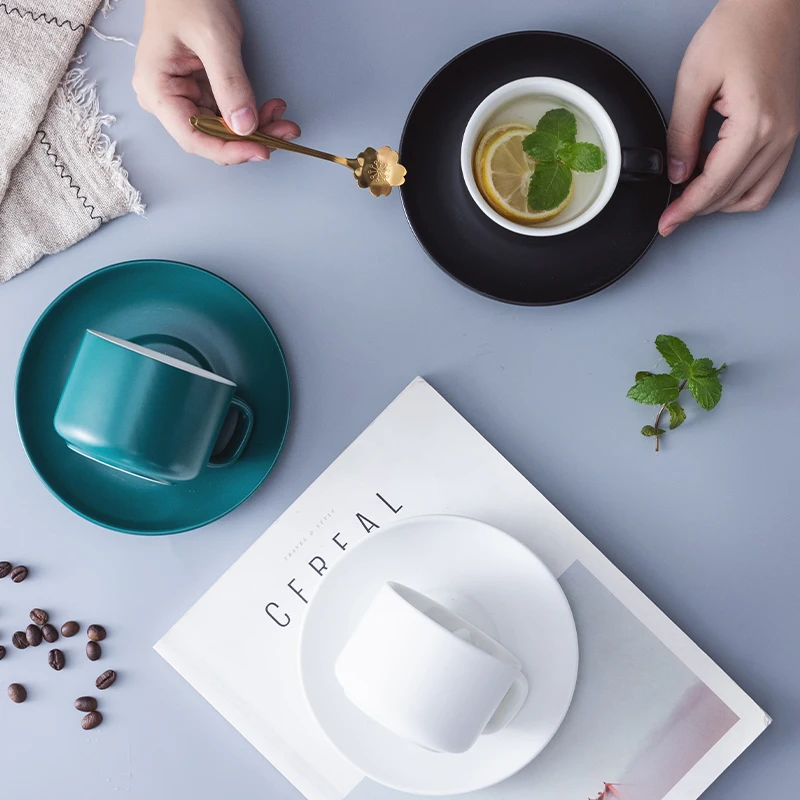 Vintage Coffee Cup Set With Saucer Pottery High Tea Cups Primitive Textured Porcelain Kubki Ceramiczne And 50CS50 | Дом и сад