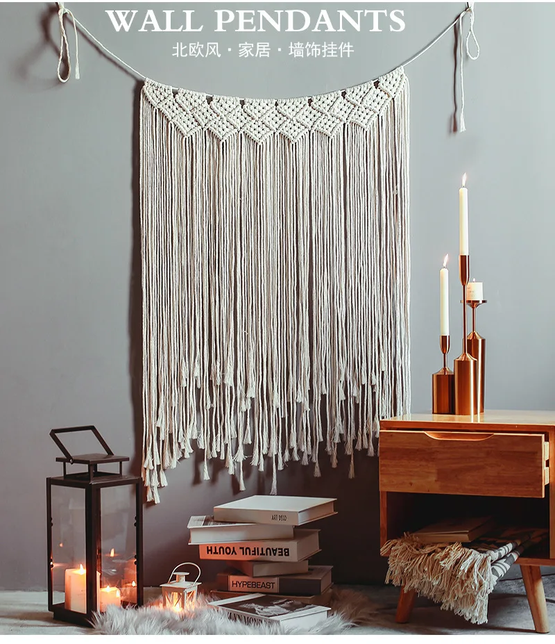 Ins скандинавском плетения гобелены домашний кисти для занавесок настенный
