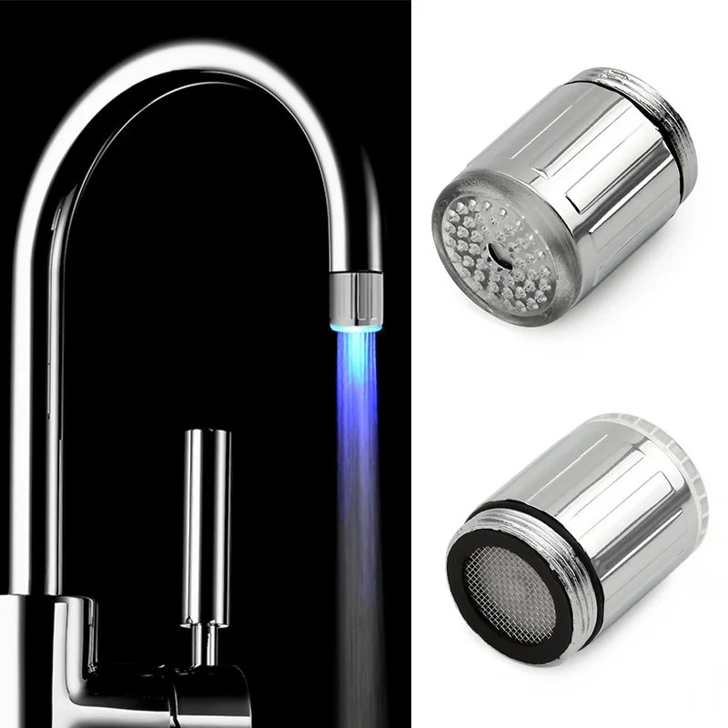 Creative Kitchen Bathroom Light-Up LED Faucet Colorful Changing Glow Nozzle Shower Head Water Tap Filter No Battery Suppy images - 6