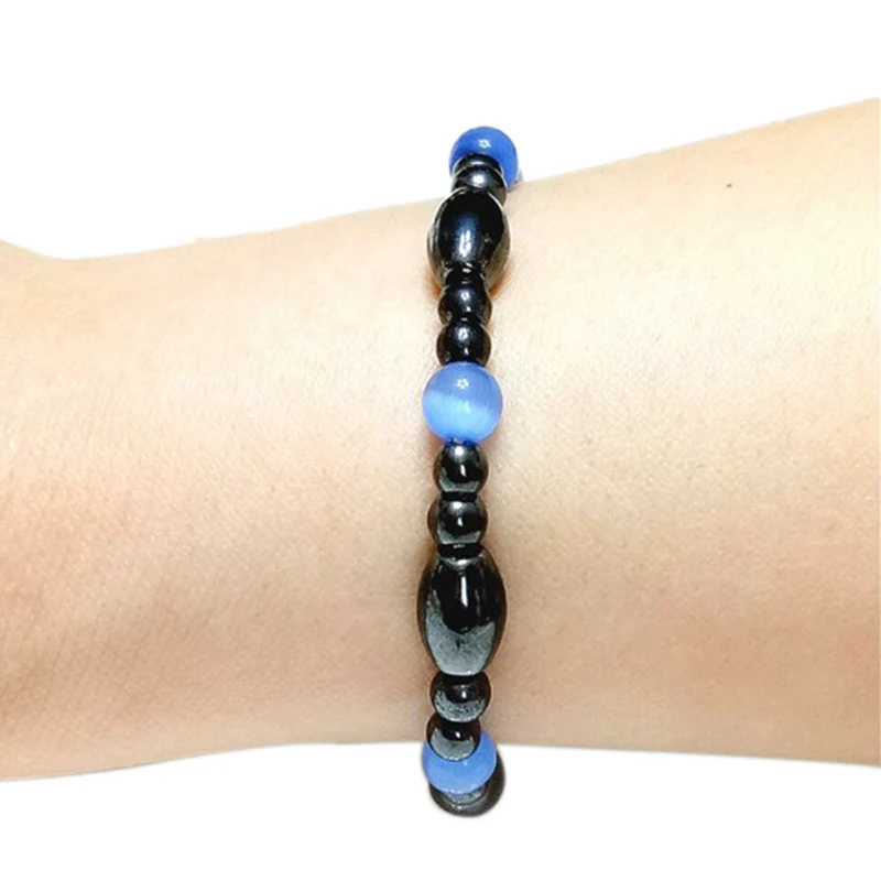 Фитнес браслет с черным камнем биомагнетизм магнитный новинка|Цепочки и