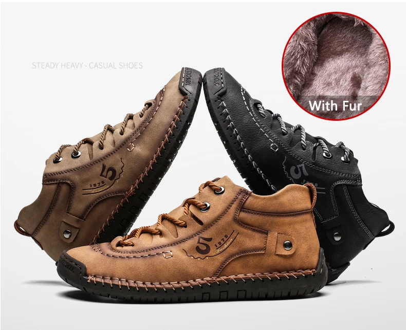 Plus Size Winter Men Shoes Casual Split Leather Shoes Men Loafers Super Comfort Snow Shoes Men Flats Hot Sale Moccasins Shoes