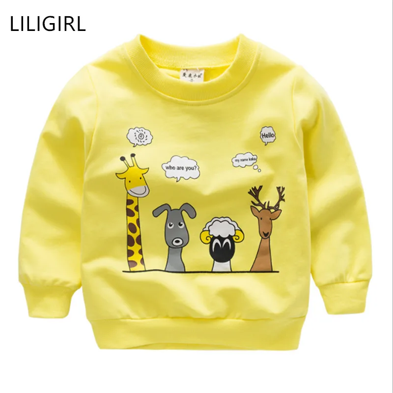 LILIGIRL пуловер с рисунком футболка осенне-зимний детский свитер Топы длинными