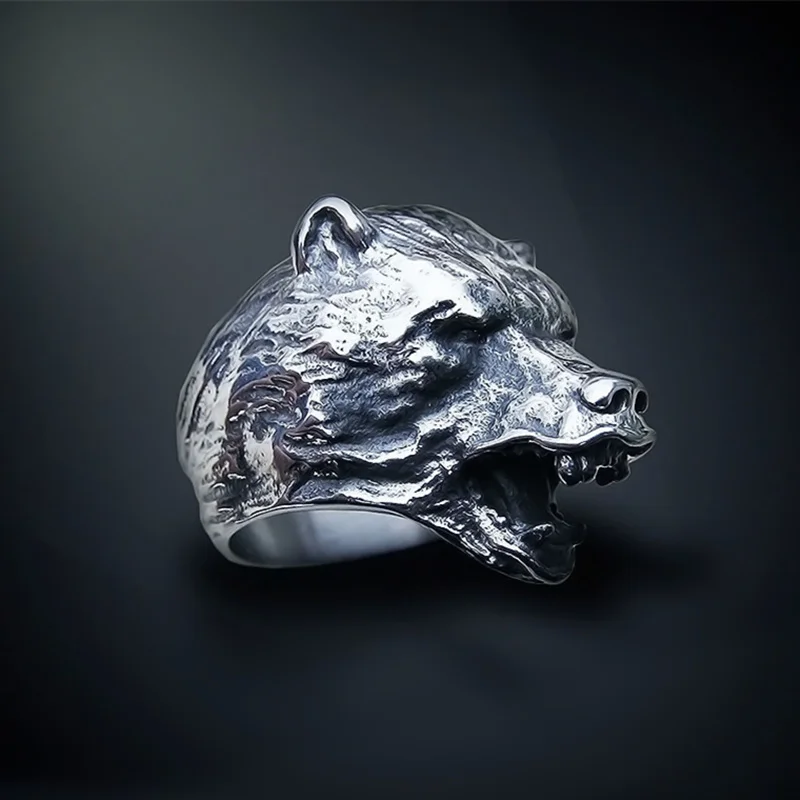 

Forest Master Ring Slavic Bear Berserk Stainless Steel Biker Rings Men Viking Amulet Jewelry
