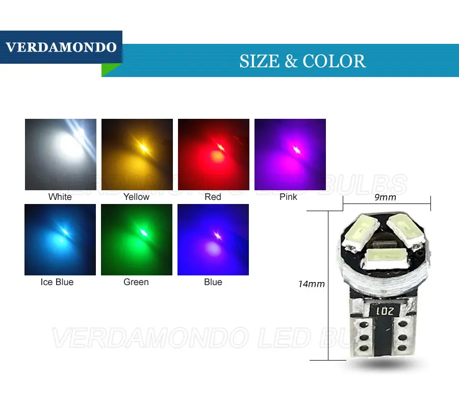 10 шт. внутренний светодиодный светильник T5 для автомобиля лампы инструментов 3 3014