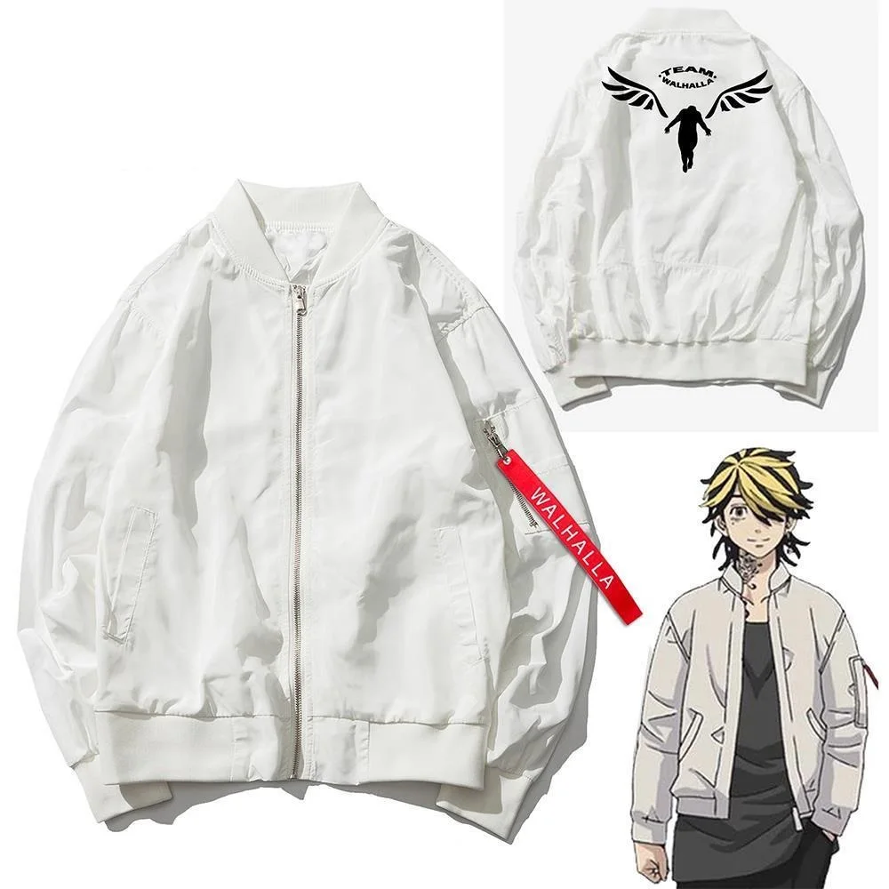 

Kazutora Hanemiya Cosplay Tokyo Revengers Costumes White Coat Valhalla Uniform Baseball Coat Mikey Draken Halloween