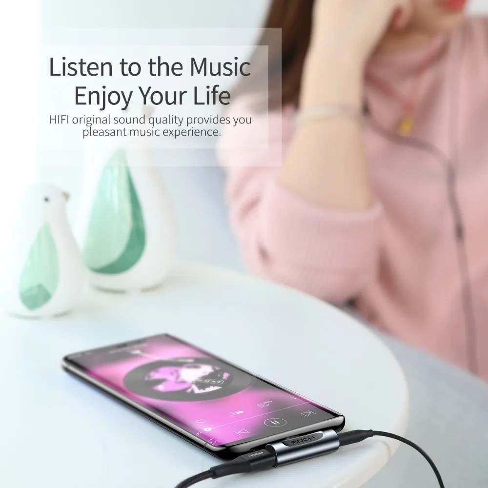 ROCK Metal Тип C до 3,5 мм разъем адаптер для Xiaomi Mi 8 huawei mate 10 20 P20 Pro RS Nubia Z18 type-C OTG USB-C USBC сплиттеры
