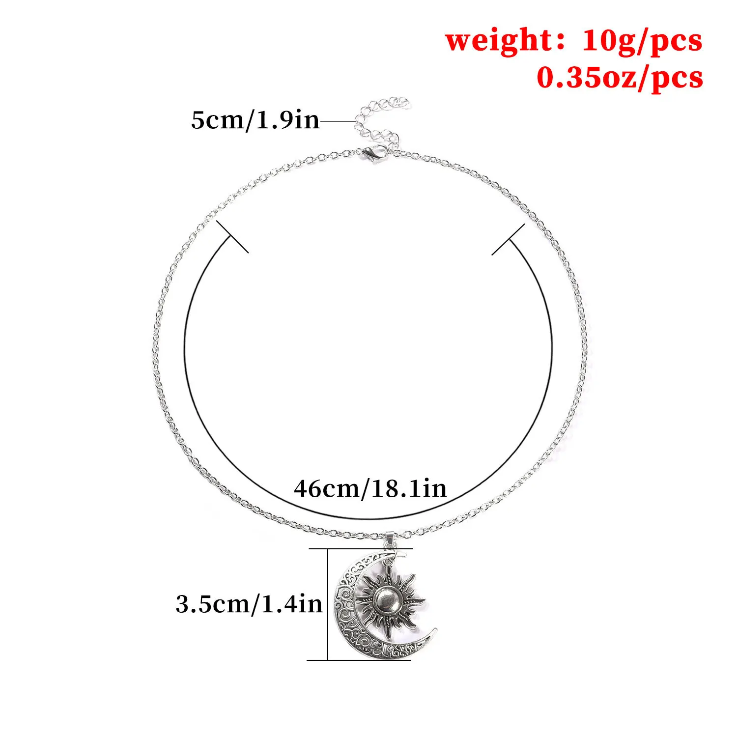 Женское ожерелье с подвеской в виде полумесяца серебряное до ключицы стиле ретро