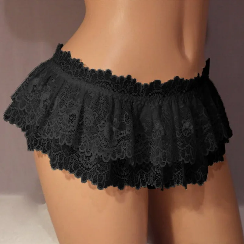 

Women Sexy Lace Skirt Underwear Soft Thongs Lace Skirt Ruffle Shorts Pants Mini Tight Lingerie Sleeping Plus Size Sexy Shorts