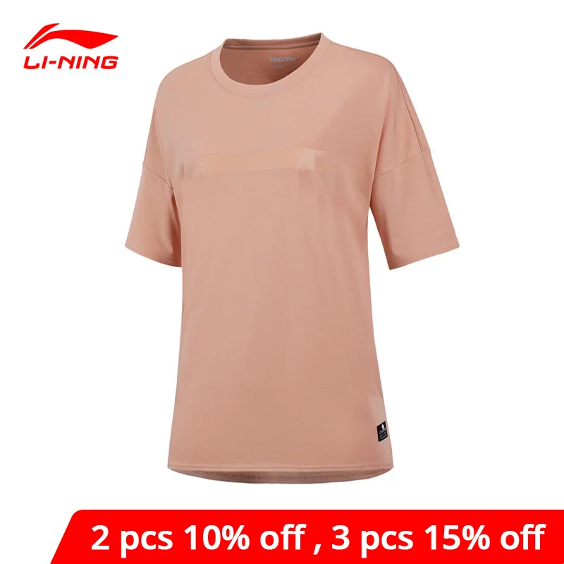 Женская баскетбольная трикотажная футболка Li Ning свободная из 60% хлопка и модала с
