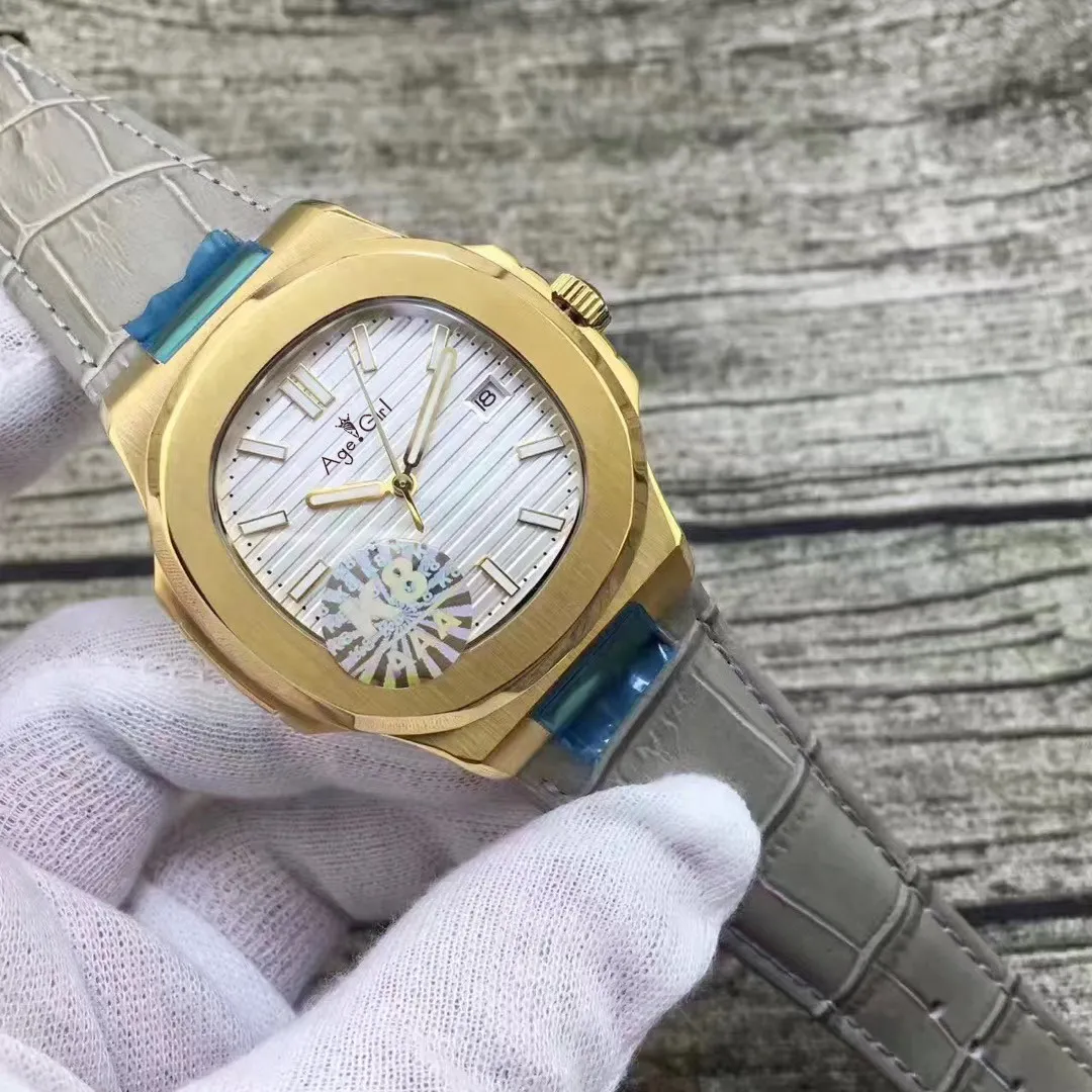 

Classic New Automatic Mechanical Men Sapphire Transparent Rose Gold Silver Blue Black Leather Glide Sooth Luminous WatchES